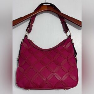Mellow World Vegan Leather Scalloped Petal Overlay Shoulder Bag in Magenta